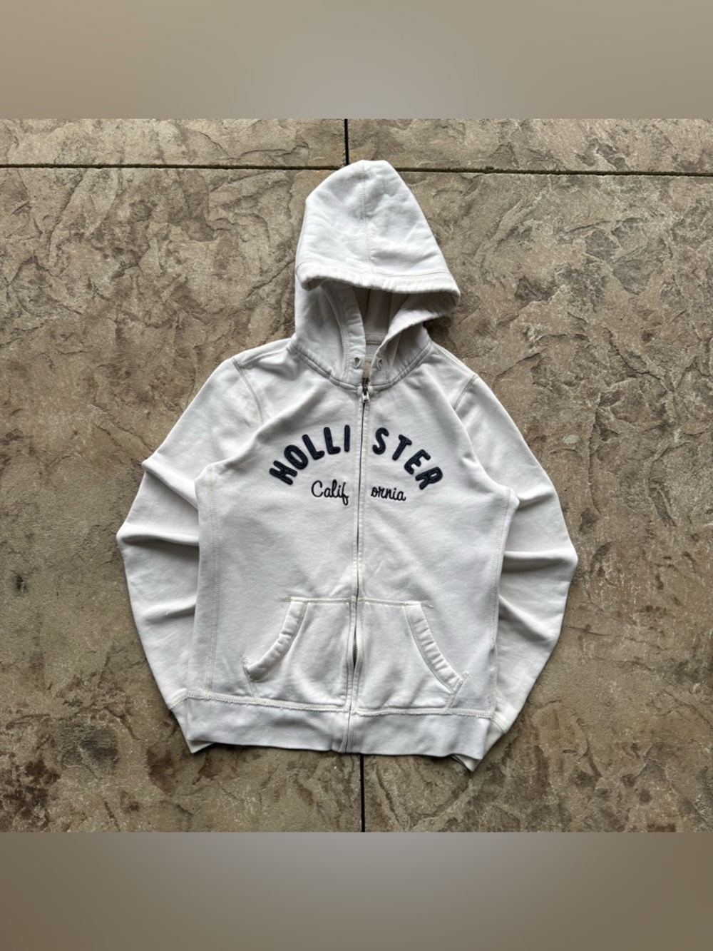 Vintage 00s Y2K Hollister White Full Zip Up Hoodie